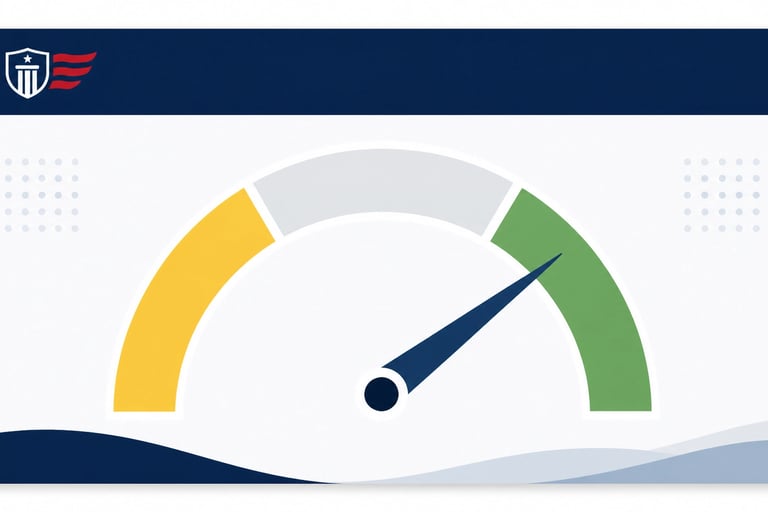 Flat-style vector illustration of a dashboard with a needle pointing to a safe green zone for health