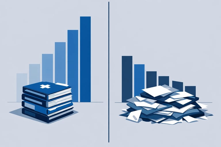 A simple bar chart comparing the valuation of an agency with "Clean Documentation" versus "Messy Doc