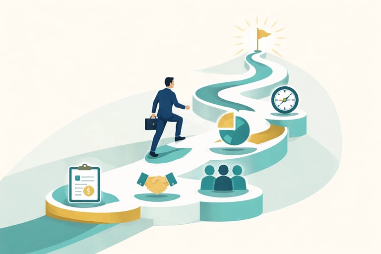 Visual checklist of five steps for hospice and home health owners to prepare their agency for sale,