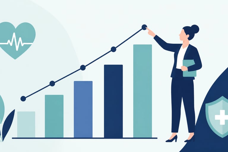 A professional pointing at a financial chart showing steady growth, representing financial hygiene a