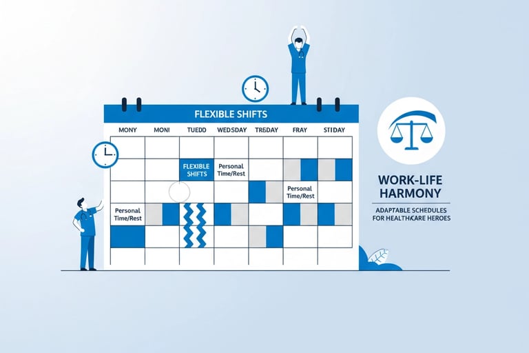 Flexible work schedule calendar showing various shift options for home health workers