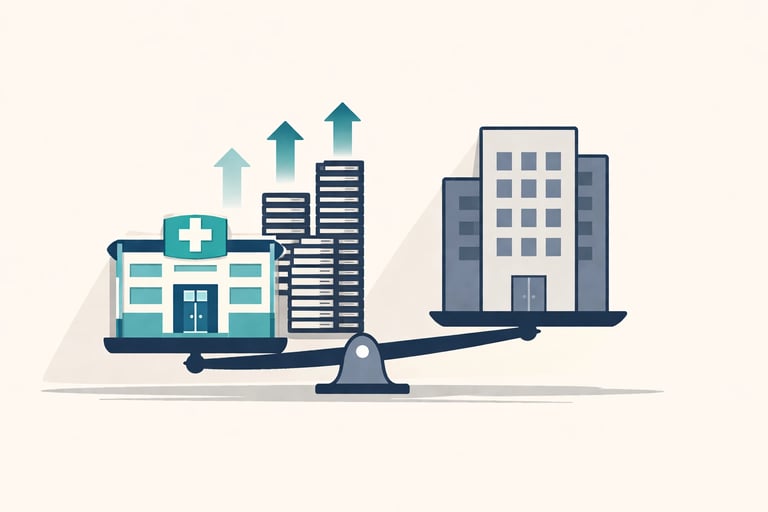 Comparison chart illustrating valuation differences between niche and generalist home health and hos