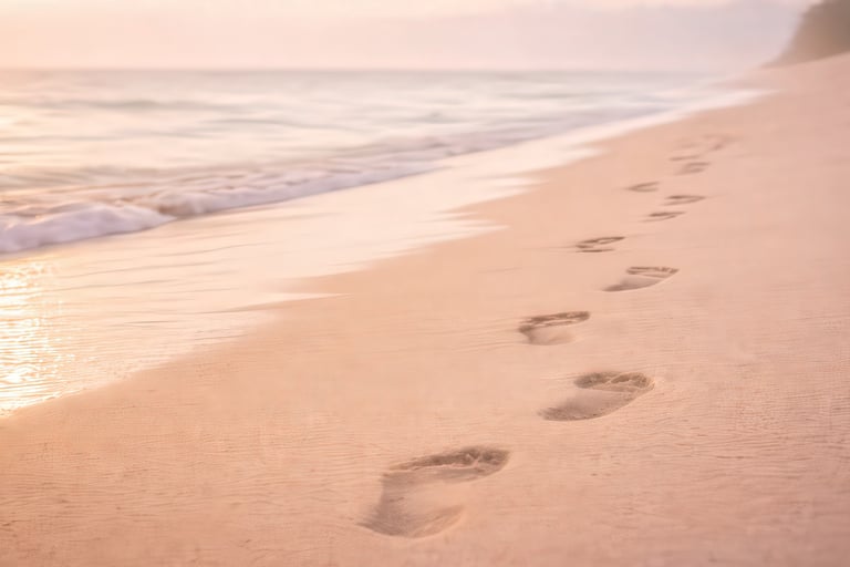 Ultrasound student's footprint of memory in the sand.