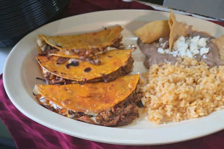 birria with beans and rice