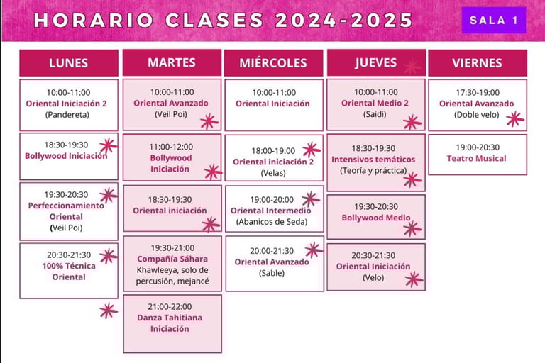 Sharqi Academy 2024 Horarios sala 1