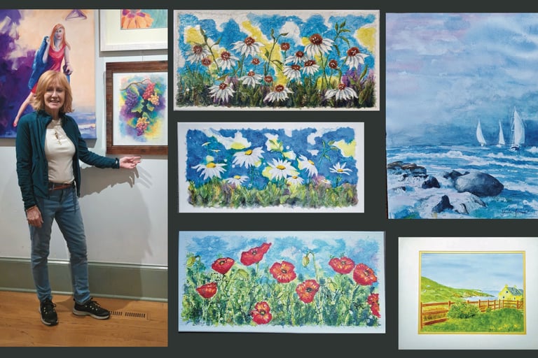 a collection of Sheila Fossen’s watercolor-paintings of galleries, flowers and nature scenes