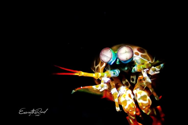 Peacock Mantis Shrimp underwater at Gili Trawangan scuba diving