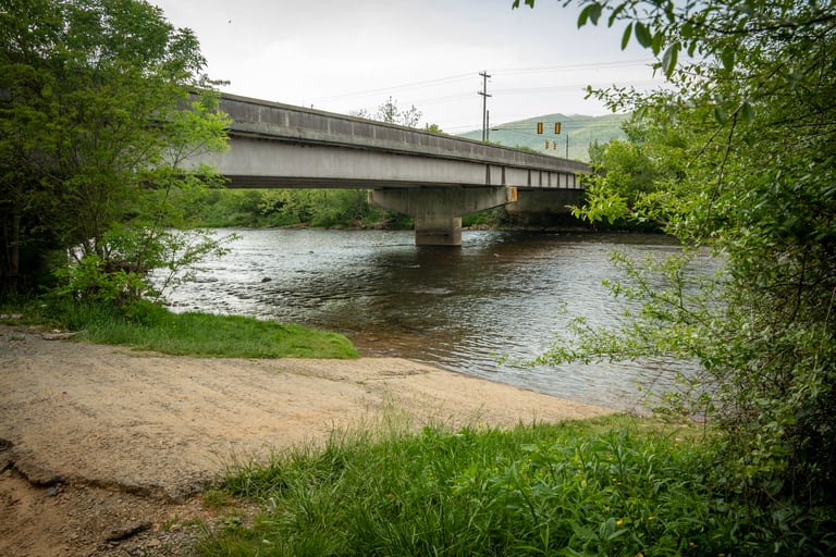 Hunter Bridge Boat Ramp and River Access on the Watauga River Elizabethton Tennessee 
