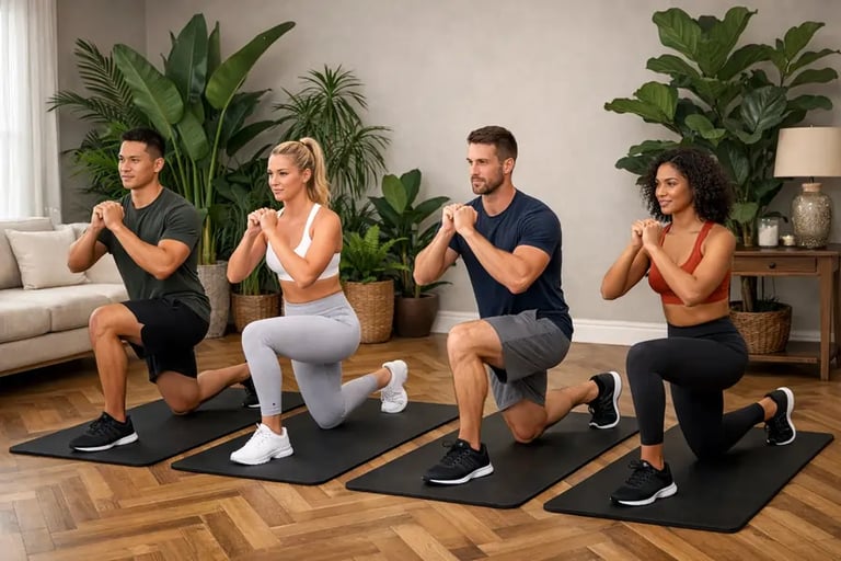 Friends in private fitness session.