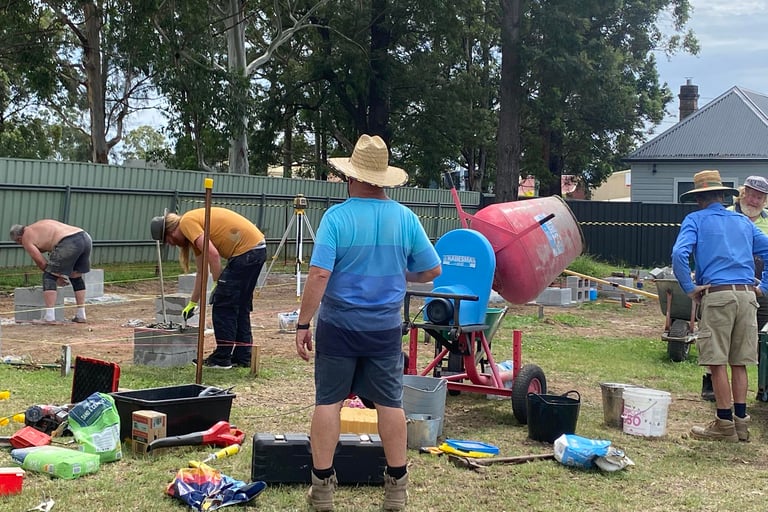 Laying the foundations of the temporary church