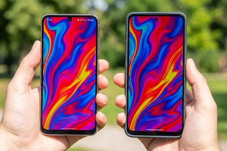 Telas Super AMOLED e pOLED sob luz solar direta.