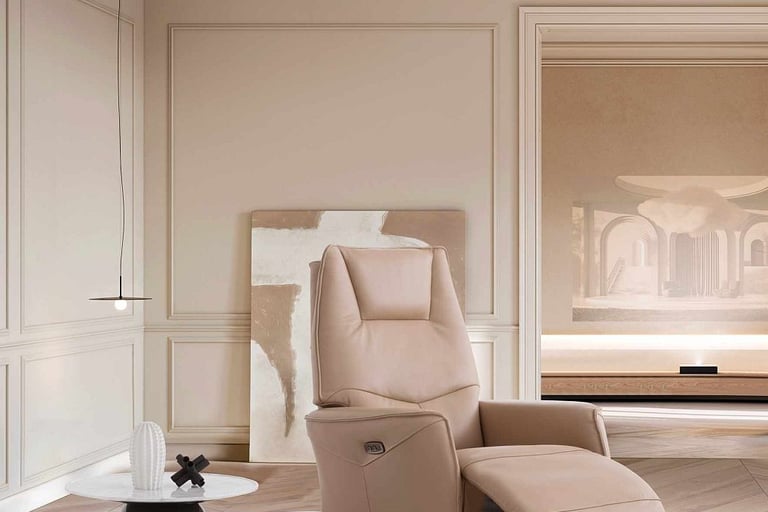 a modern reclining chair with a large reclining chair