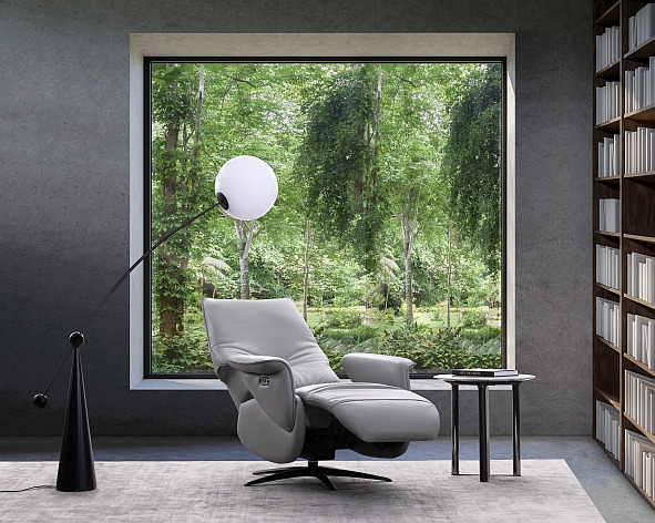 a chair with a lamp and a lamp on it