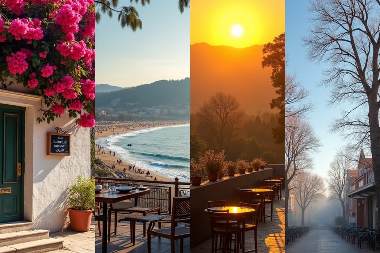 four different vievs of Dalyan in different seasons 