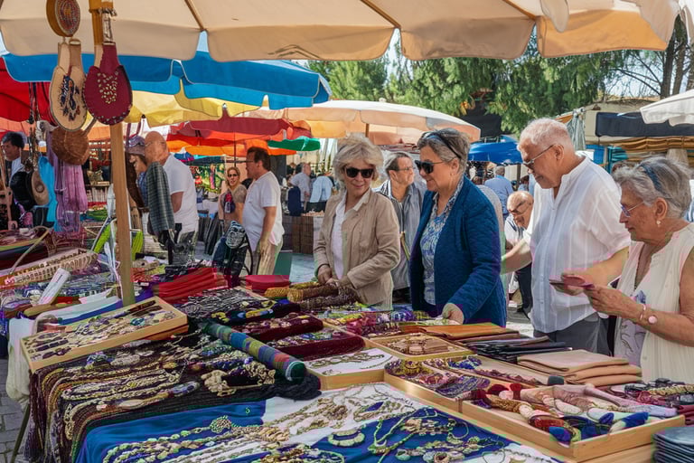 a group of people sin Dalyan local market