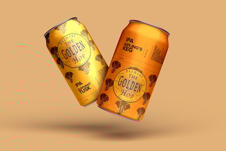 two cans of beer on a brown background
