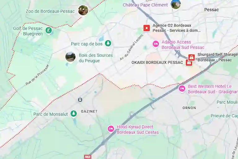 Carte de la ville de Pessac