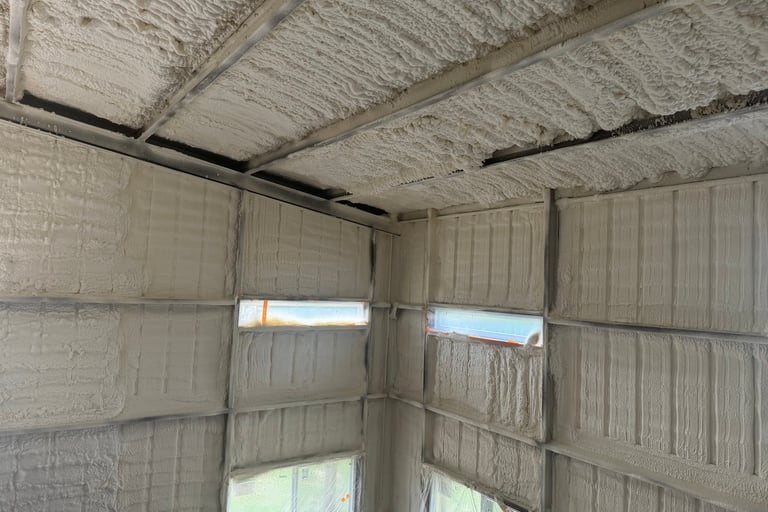 spray foam insulation inside shed in conroe, Texas