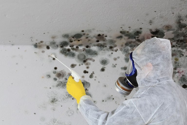 Physical cleaning of a mold in a house