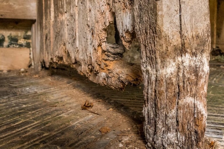 Rotting wood and structural damage