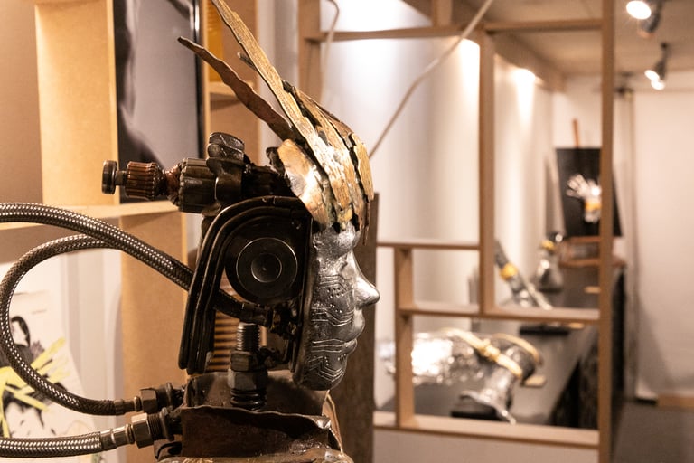 detail de l'expo metal'morphose mikacreation showroom mickael amant