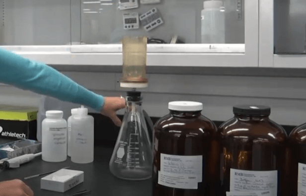 Water sampling in a lab