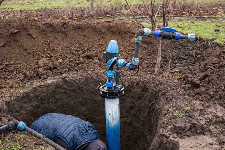 Man installing a new well pump