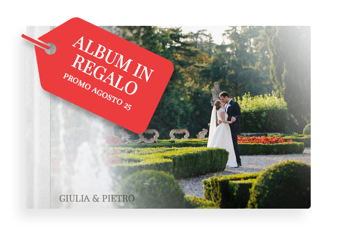 Promozione Album in regalo a tutte le coppie che confermeranno il servizio fotografico del loro matrimonio entro il 31 agosto