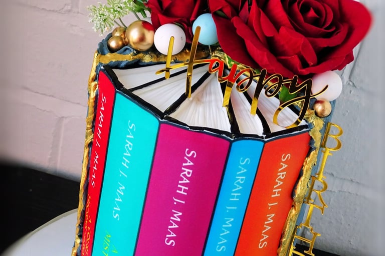 Book themed birthday cake using an edible cake wrap
