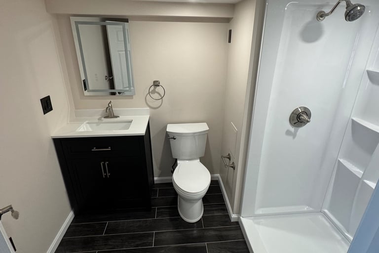 finished basement bathroom remodel Hanson MA