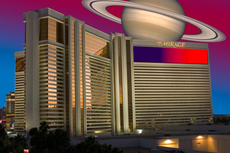 Mirage Las Vegas with Saturn art graphic by urbanphotos.net