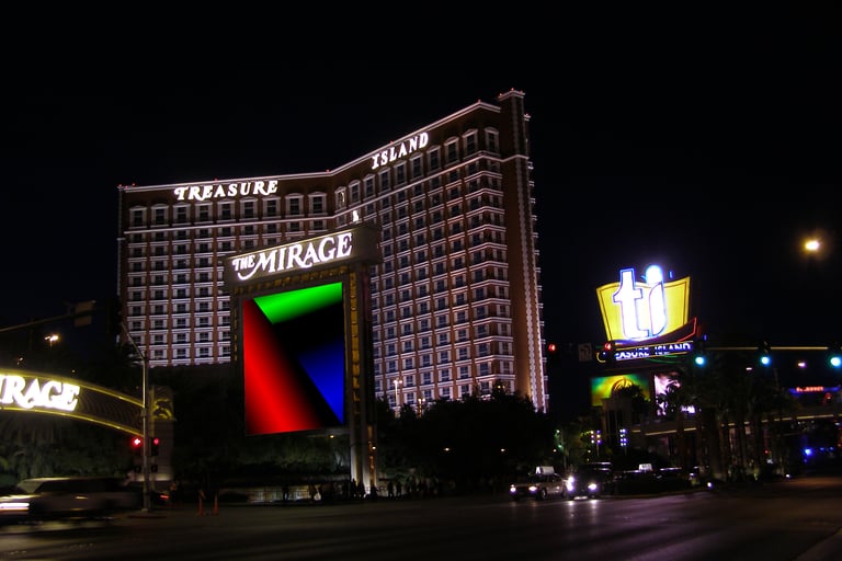 Treasure Island Las Vegas with the new sign