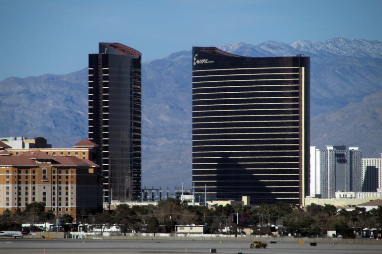 Wynn and Encore as seen from the Las Vegas airport