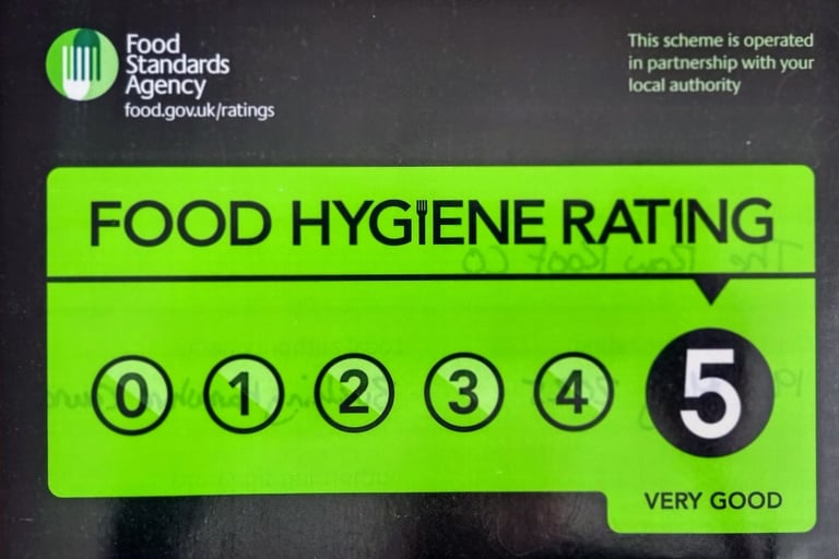 Food Standards Agency Food hygiene rating 5 very good The Raw Root Co.