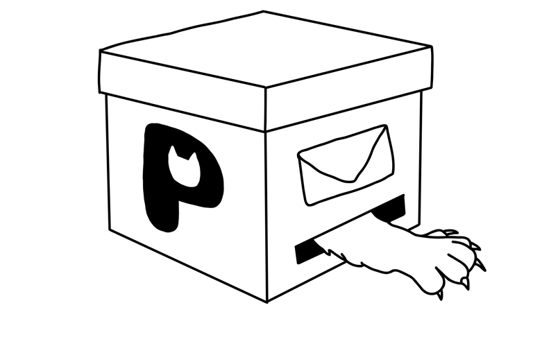 cat paw coming out of mailbox