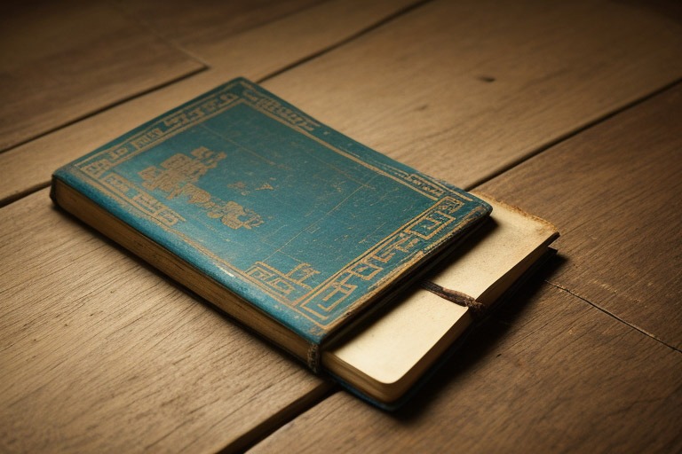 libro viejo chino sobre suelo de madera