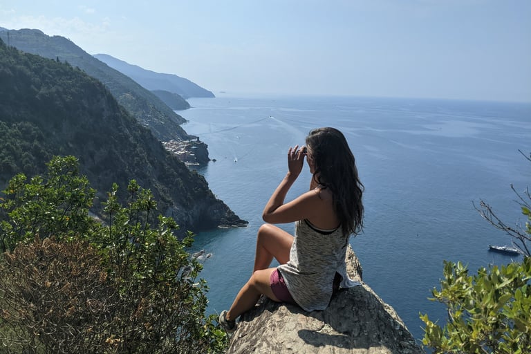 taking in the view in Cinque Terre, Italy