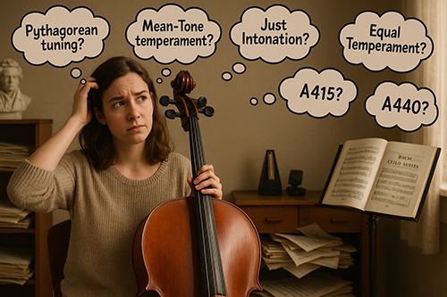 cellist puzzling over intonation