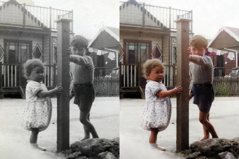 Photo that has been upscaled, restored, and colorized