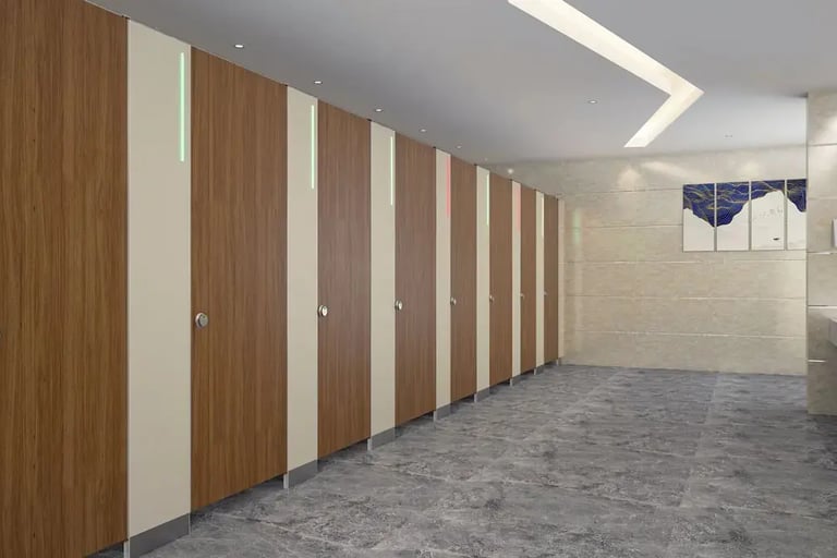 "Hygienic restroom cubicles in Hyderabad hospital"