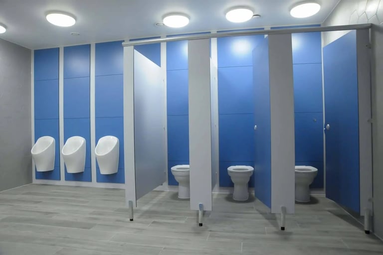 "Office restroom cubicle installation in Hyderabad"