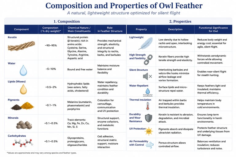 Composition and Properties of Owl Feather