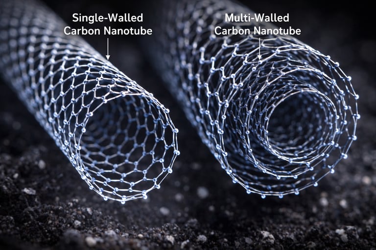 Single-walled and Multi-walled carbon nanotubes (CNTs)