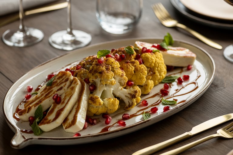 a plate of food with a glass of wine