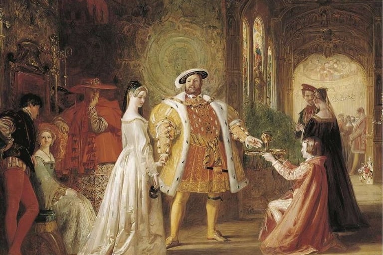Painting by Daniel Maclise entitled "Henry VIII's First Interview with Anne Boleyn"