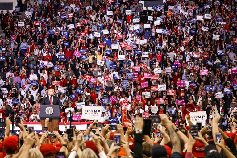 President Donald Tump at a Make America Great Again rally in 2018