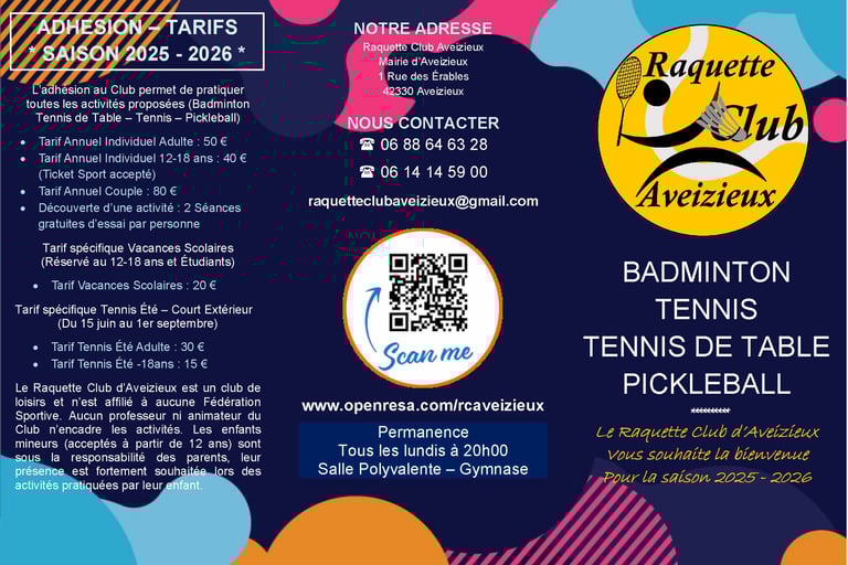 Plaquette présentation Raquette club Aveizieux - P1