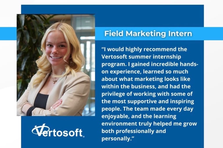 A professional headshot and description from Whitney's Internship