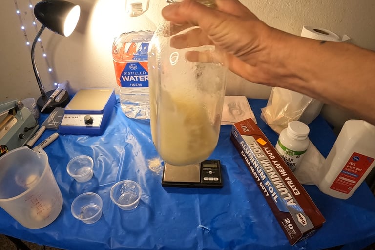 mixing agar powder and lme in a glass jar