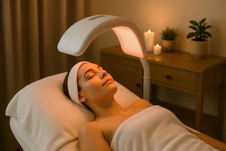 Red light therapy session for energy and fatigue relief